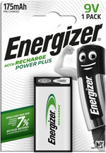 Energizer Rechargeable 9V Battery, NiMH, 175 mAh