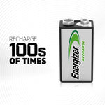 Energizer Rechargeable 9V Battery, NiMH, 175 mAh