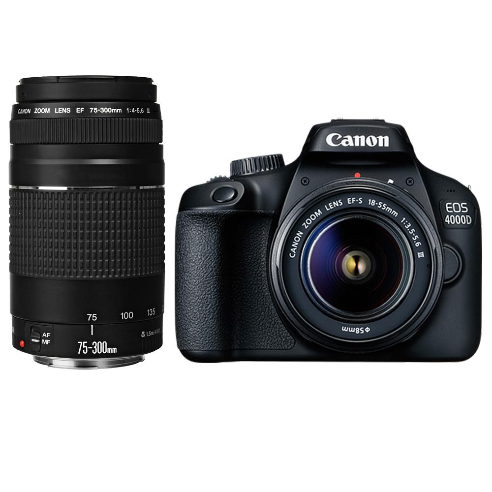 Canon EOS 4000D DSLR Camera + 18–55mm & 75–300mm Lens Kit | Photo