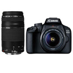 Canon DSLR with telephoto and standard zoom lenses