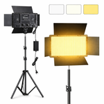 Pro LED 800 Portable Video & Photography Light Kit – Adjustable 3200K–6500K, 800 LED Bulbs, Tripod & Batteries Included