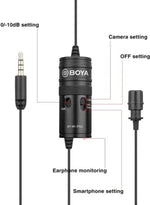 BOYA BY-M1 PRO Universal 3.5mm Plug Omni-directional Lavalier Microphone, Cable Length: 6m (Black) Microphone